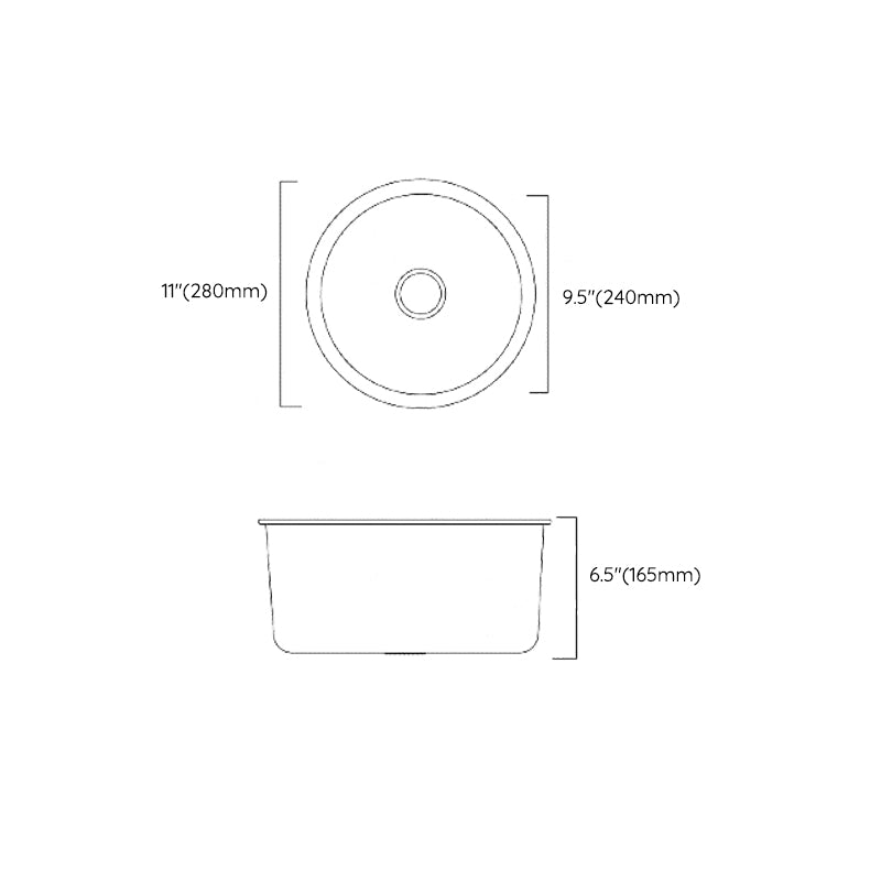 Classic Round Sink Stainless Steel Drop-In Friction Resistant Round Sink for Kitchen