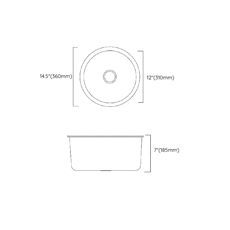 Classic Round Sink Stainless Steel Drop-In Friction Resistant Round Sink for Kitchen