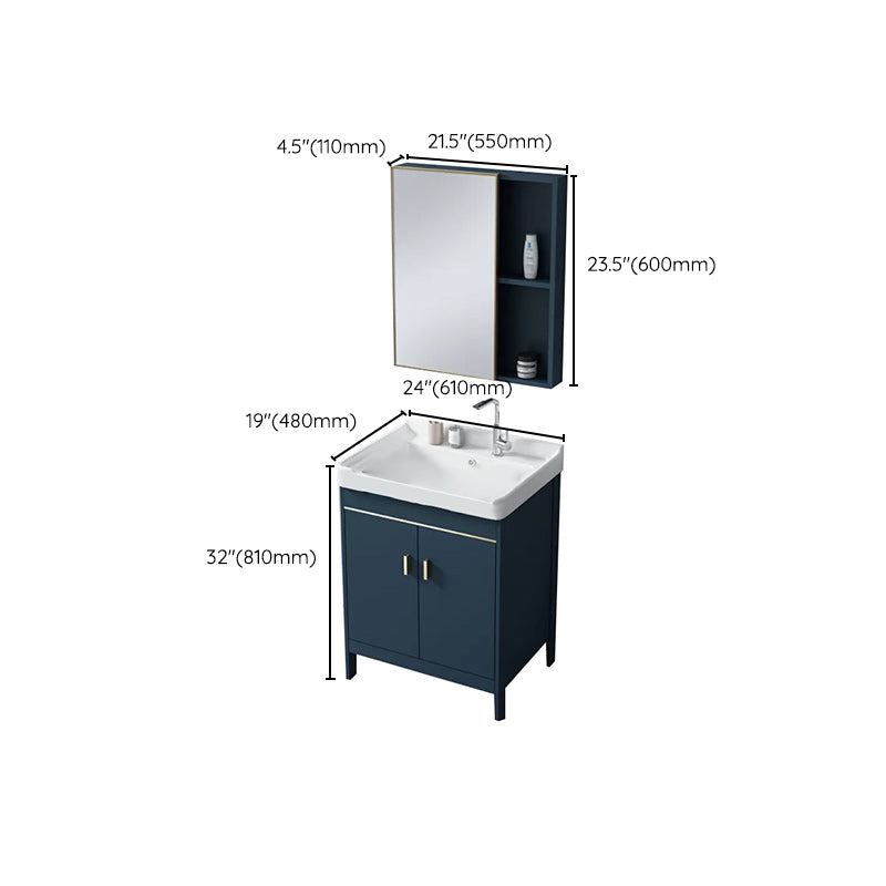 Glam Bathroom Vanity Set Ceramic Top Standalone Cabinet and Faucet Sink Vanity