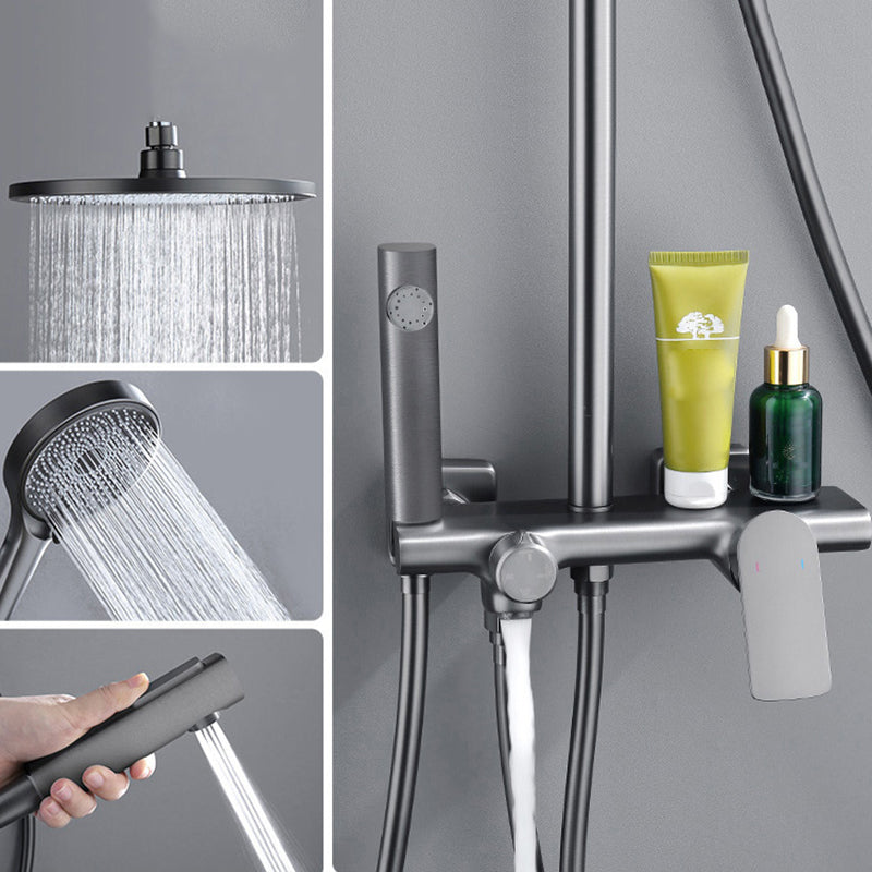 Wall Mounted Modern Square Metal Shower Adjustable Shower Head Shower Faucet