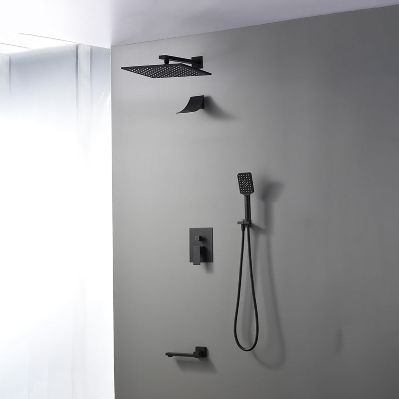 Square Black Spot Resist Shower Faucet Shower Arm Shower with Handheld Shower Head