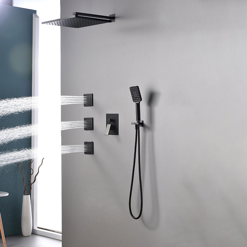 Square Black Spot Resist Shower Faucet Shower Arm Shower with Handheld Shower Head
