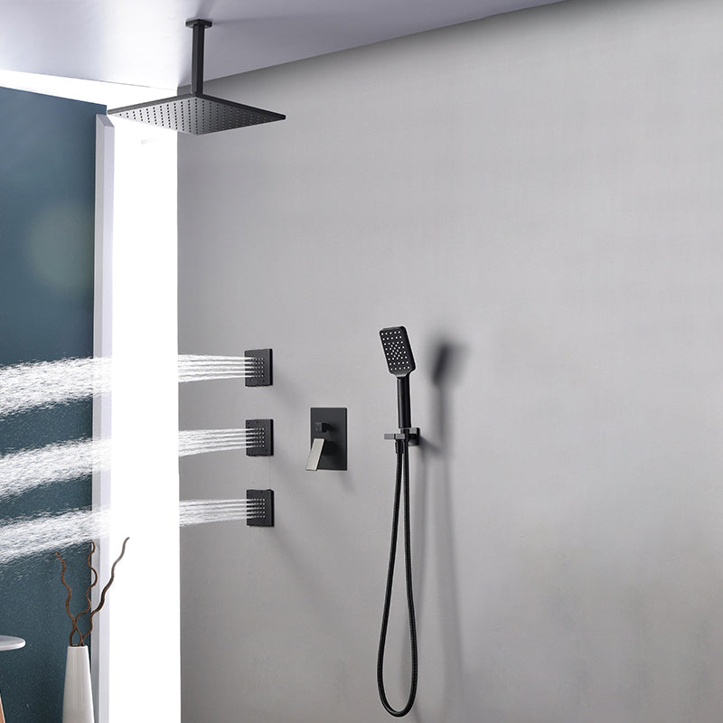 Square Black Spot Resist Shower Faucet Shower Arm Shower with Handheld Shower Head