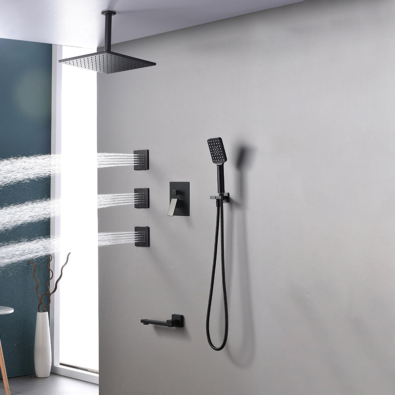 Square Black Spot Resist Shower Faucet Shower Arm Shower with Handheld Shower Head