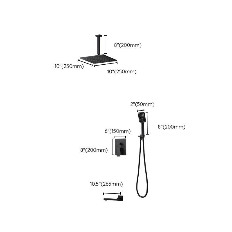 Square Black Spot Resist Shower Faucet Shower Arm Shower with Handheld Shower Head