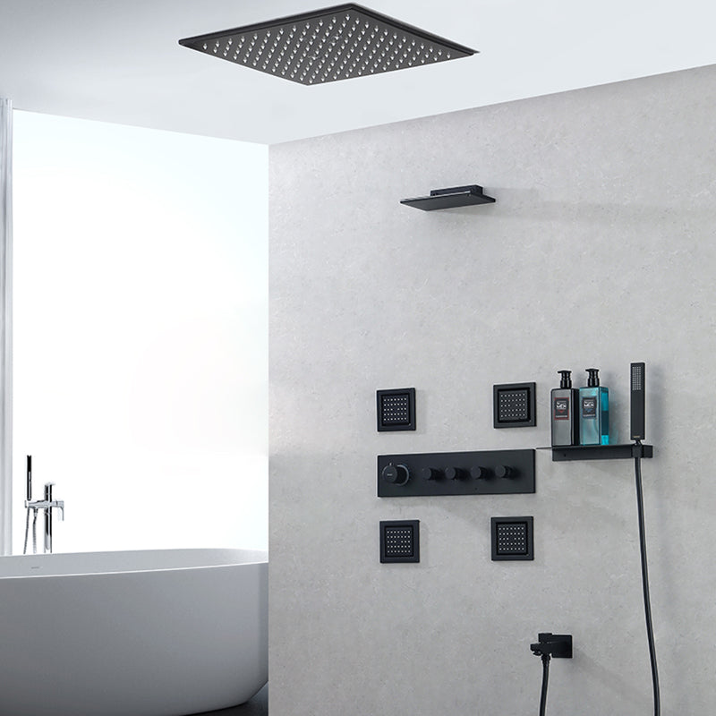 Modern Shower Faucet Adjustable Water Flow Rain Shower Head Shower System in Black