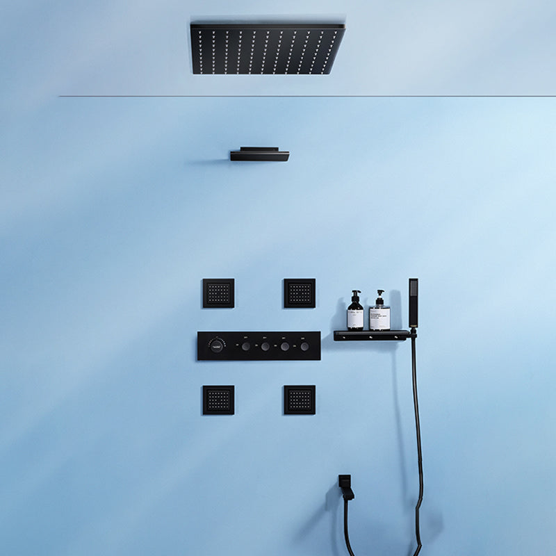 Modern Shower Faucet Adjustable Water Flow Rain Shower Head Shower System in Black