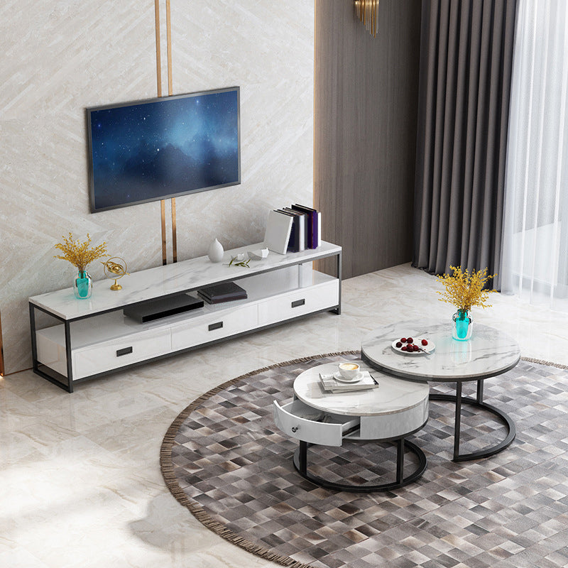 Modern TV Stand Console Open Storage Media Console TV Stand with 3 Drawers