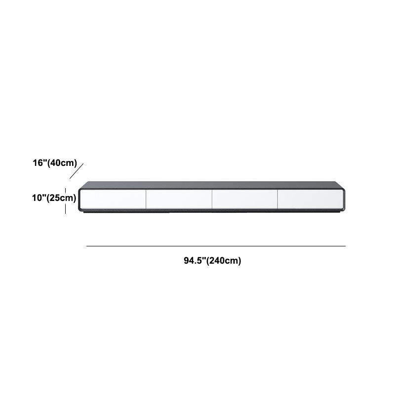 Contemporary 4-Drawer TV Console, Scandinavian TV Stand in White/ Black