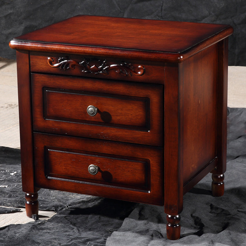 17.5"W X 20"H Traditional Nightstand Rubber-wood Night Table for Living Room