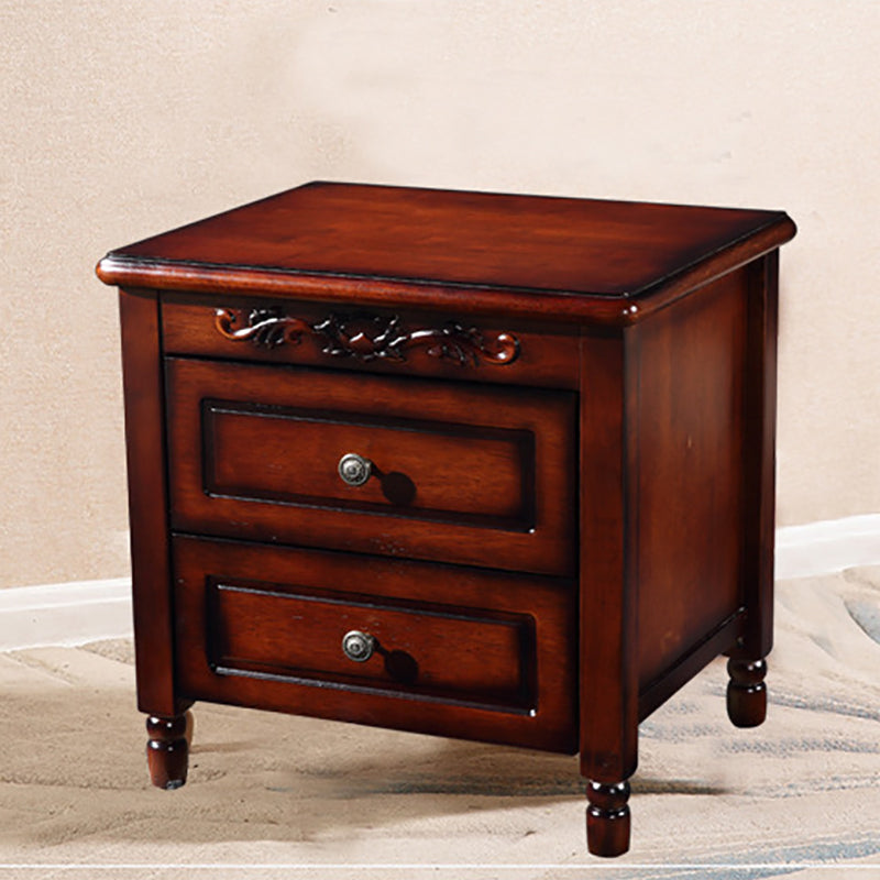 17.5"W X 20"H Traditional Nightstand Rubber-wood Night Table for Living Room