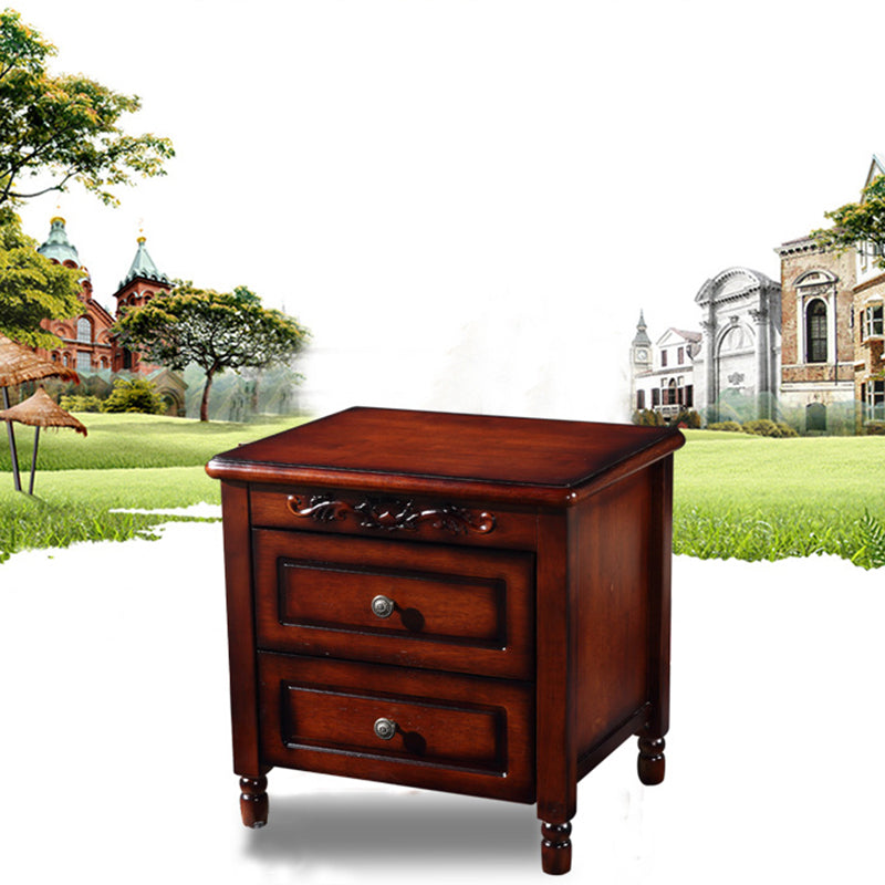 17.5"W X 20"H Traditional Nightstand Rubber-wood Night Table for Living Room