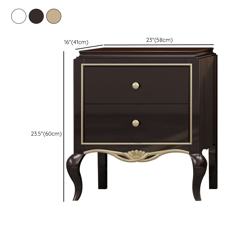 Traditional Bedside Cabinet Solid Wood Bed Nightstand with Legs