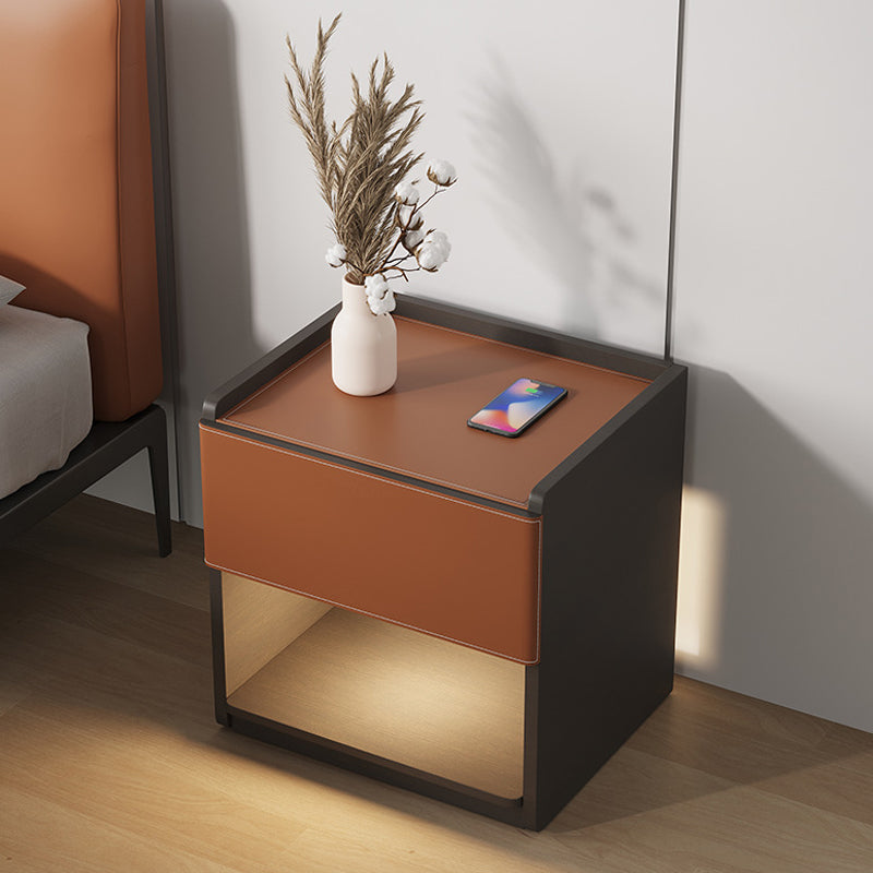 Modern Style Leather Bedside Cabinet 1 Drawer Night Stand for Bedroom