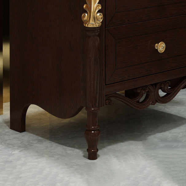 2 Drawers Night Table Solid Wood Traditional Nightstand ,23.6" Tall