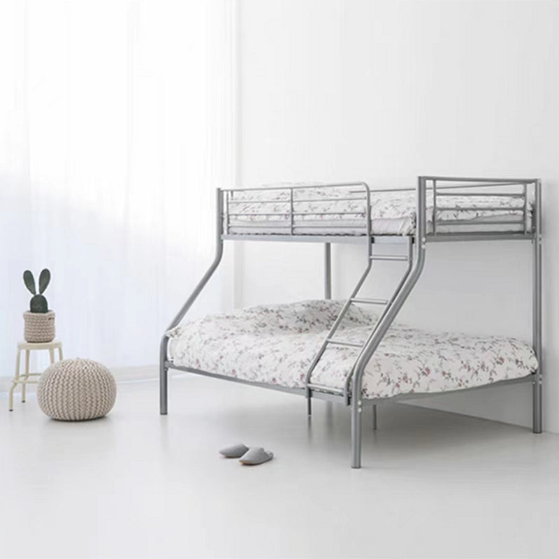 Metal Standard Bunk Bed with Built-In Ladder Modern Iron High Loft Bed Frame