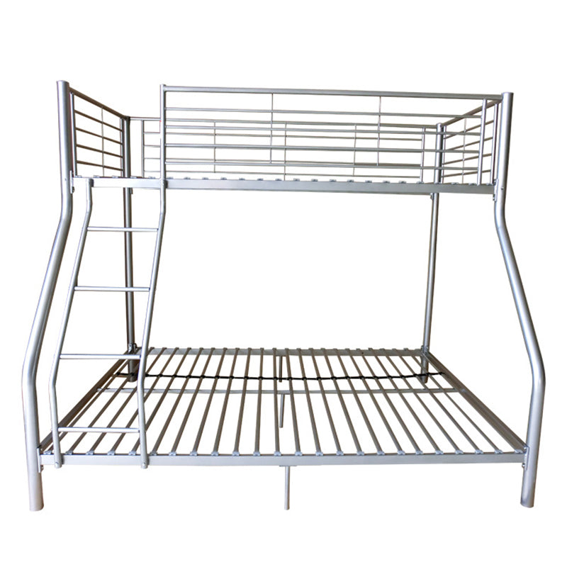 Metal Standard Bunk Bed with Built-In Ladder Modern Iron High Loft Bed Frame