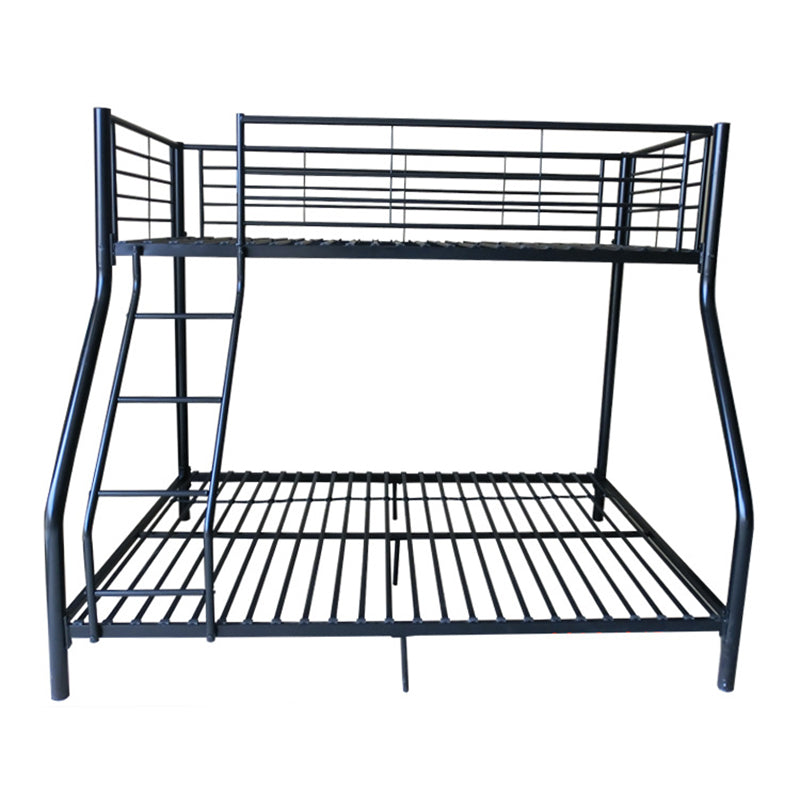 Metal Standard Bunk Bed with Built-In Ladder Modern Iron High Loft Bed Frame