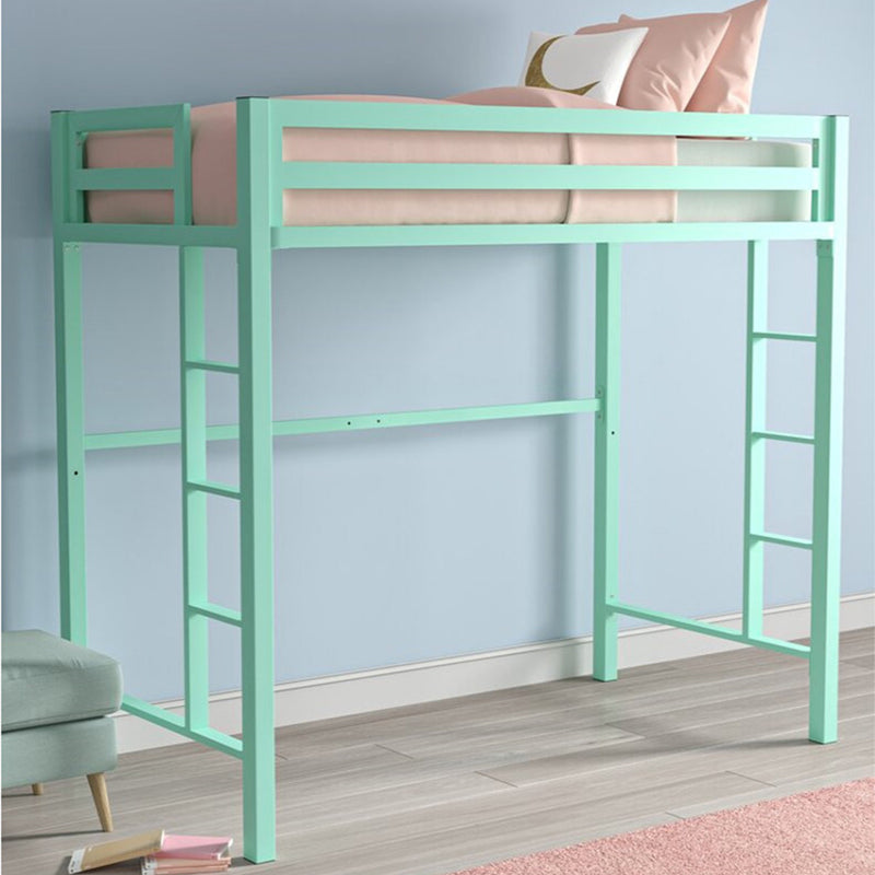 High Loft Bed Contemporary Simple Iron Bed Frame with Guardrail