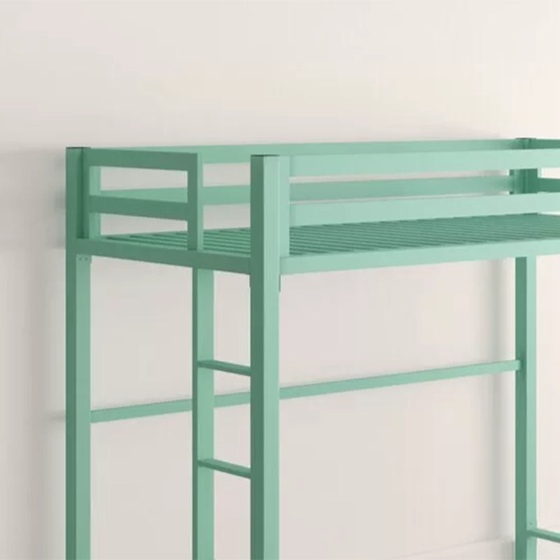 High Loft Bed Contemporary Simple Iron Bed Frame with Guardrail