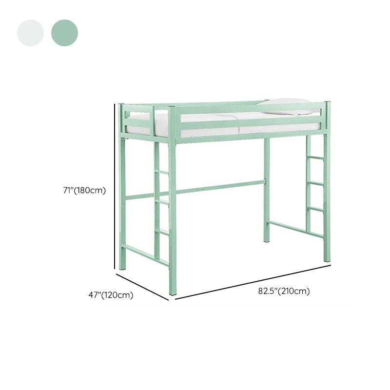 High Loft Bed Contemporary Simple Iron Bed Frame with Guardrail