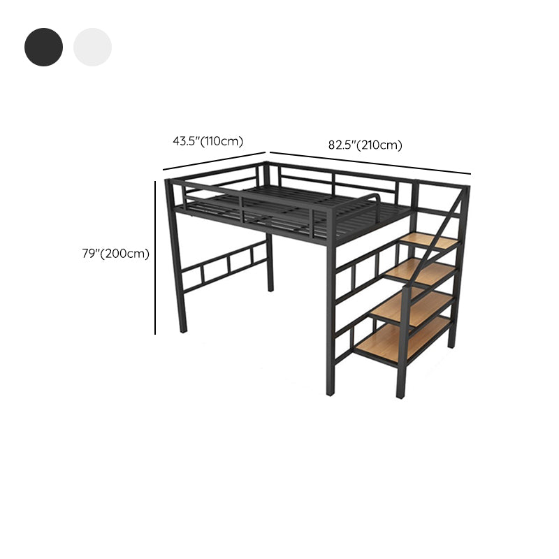 Modern and Contemporary Metal with Stairway with Guardrail Loft No Theme Bed