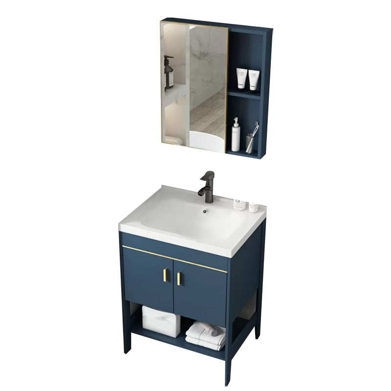 Glam Sink Vanity Stainless Steel Standalone Cabinet and Shelving Included Vanity Set