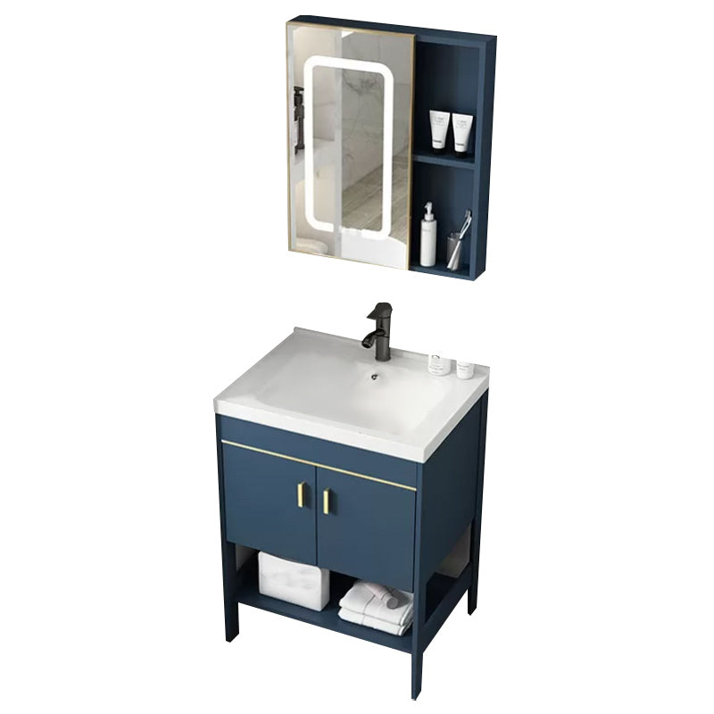 Glam Sink Vanity Stainless Steel Standalone Cabinet and Shelving Included Vanity Set