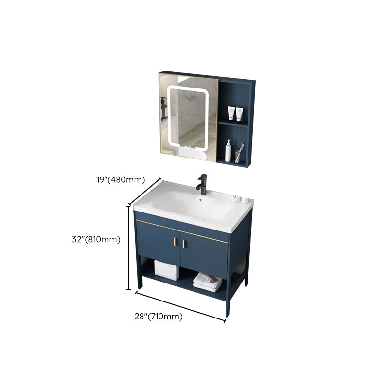 Glam Sink Vanity Stainless Steel Standalone Cabinet and Shelving Included Vanity Set