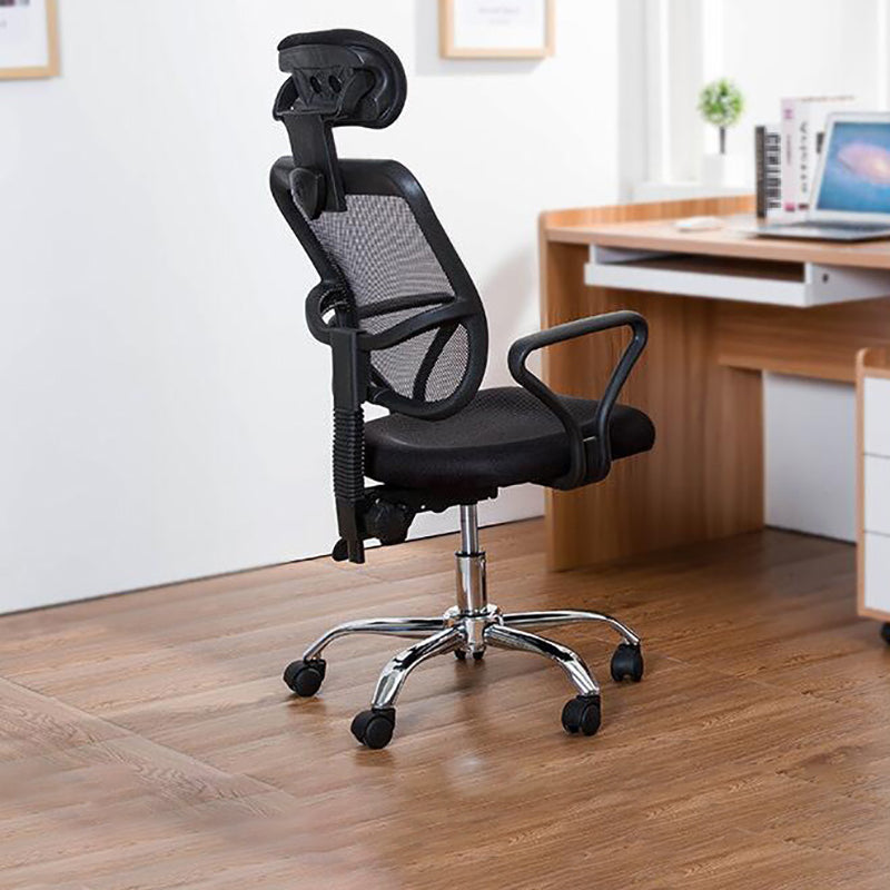 Modern Adjustable Seat Height Office Chair Fixed Arms Swivel Chair