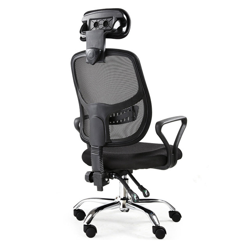 Modern Adjustable Seat Height Office Chair Fixed Arms Swivel Chair