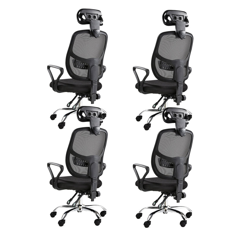 Modern Adjustable Seat Height Office Chair Fixed Arms Swivel Chair