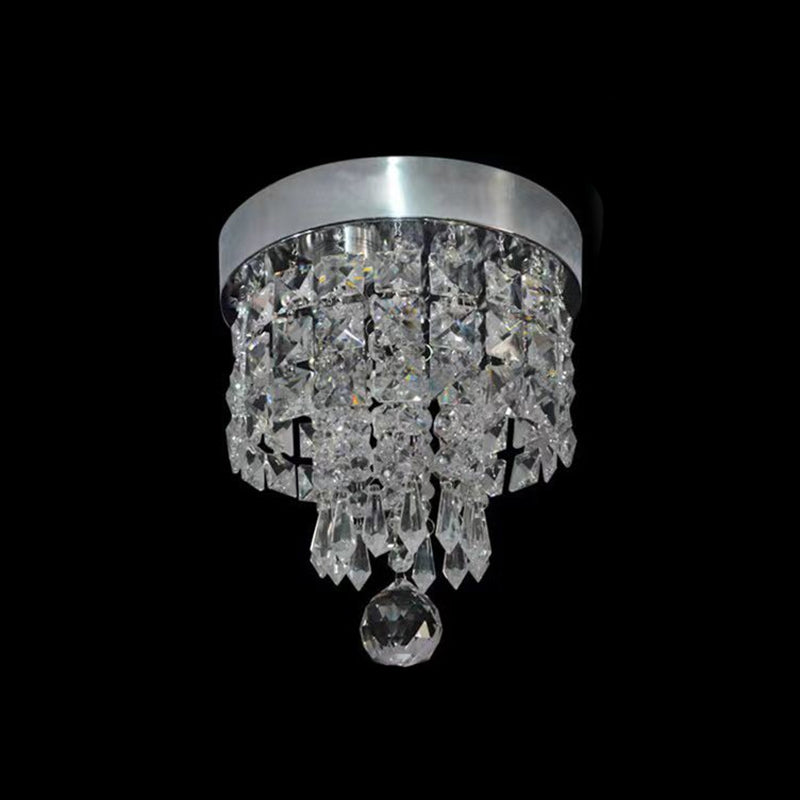 Modern Drum Shade Flush Mount Crystal Flush Mount Light in Clear