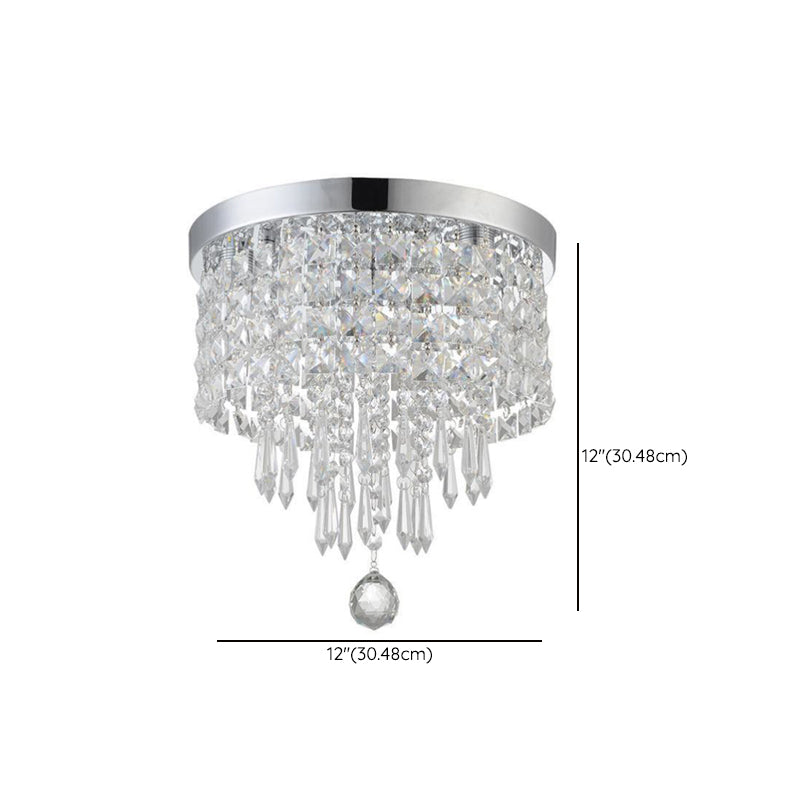 Modern Drum Shade Flush Mount Crystal Flush Mount Light in Clear