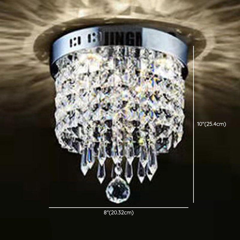 Modern Drum Shade Flush Mount Crystal Flush Mount Light in Clear