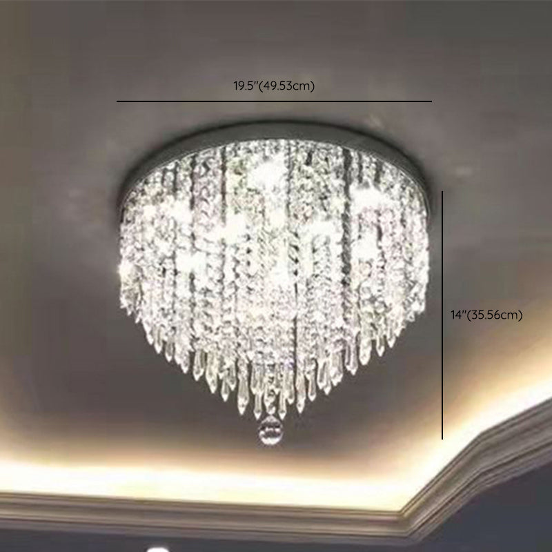 Modern Drum Shade Flush Mount Crystal Flush Mount Light in Clear