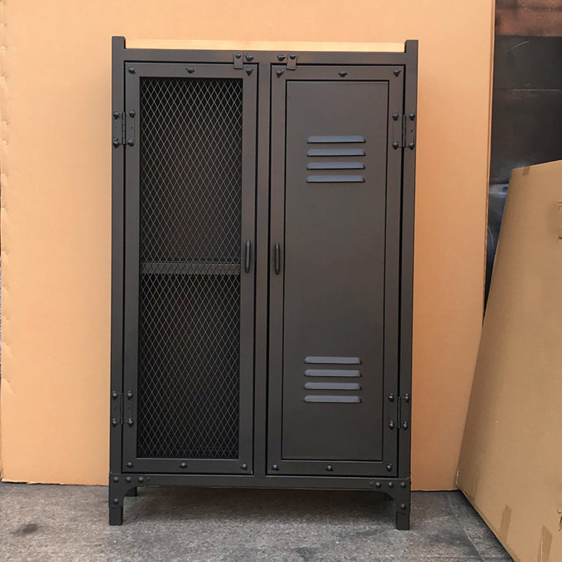 Industrial Style 39.4" Tall Chest 2 - Door Iron Accent Cabinet in Black