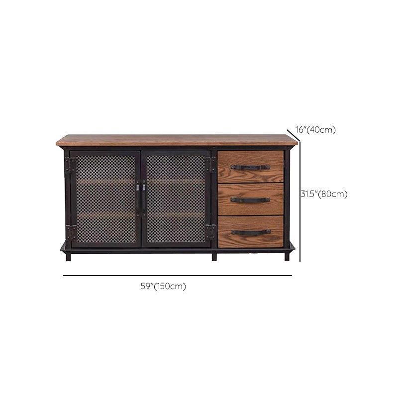 Industrial Iron 2 - Door Accent Cabinet Distressed Wood Chest with 3 Drawers