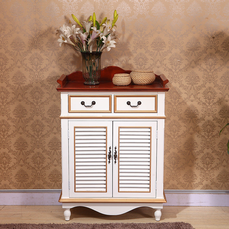 47.2" Tall 2/3 - Door Hand Painted Accent Cabinet with Drawers - Wood