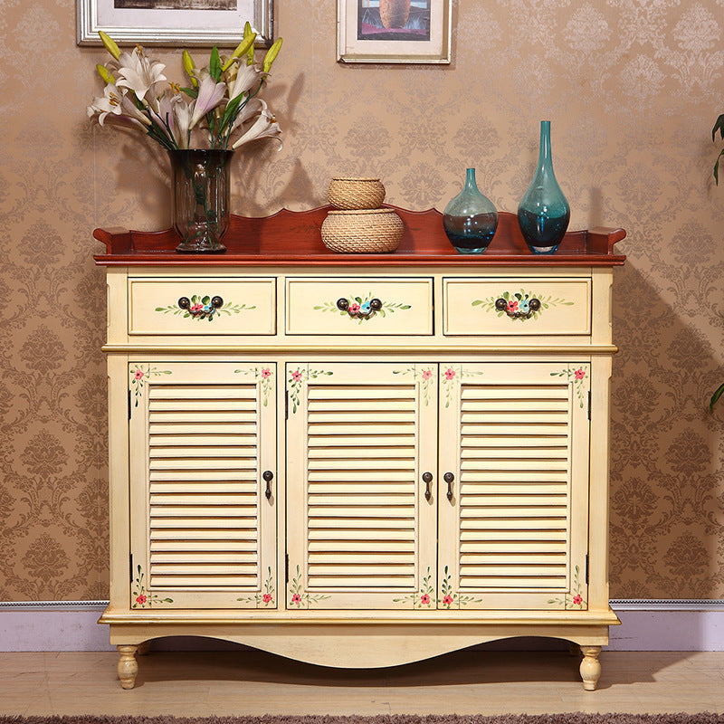 47.2" Tall 2/3 - Door Hand Painted Accent Cabinet with Drawers - Wood