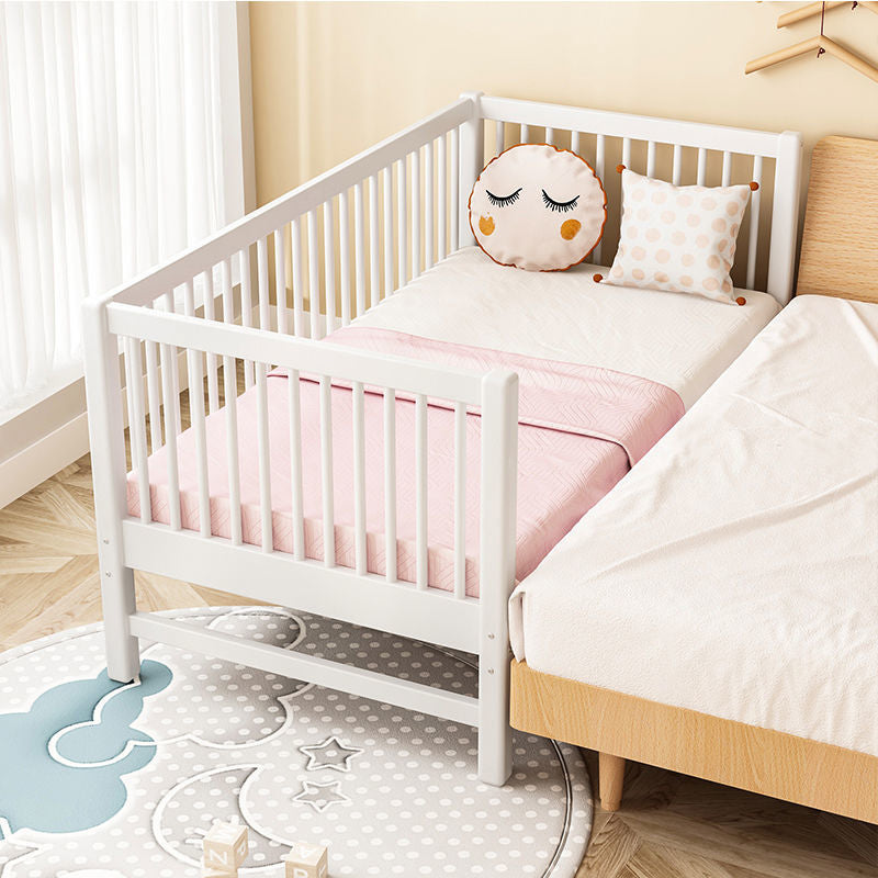 Contemporary Solid Wood Standard Bed Slat Kids Bed with Guardrail