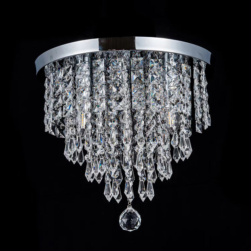 Modern Drum Shade Flush Mount Crystal Flush Mount Light in Clear