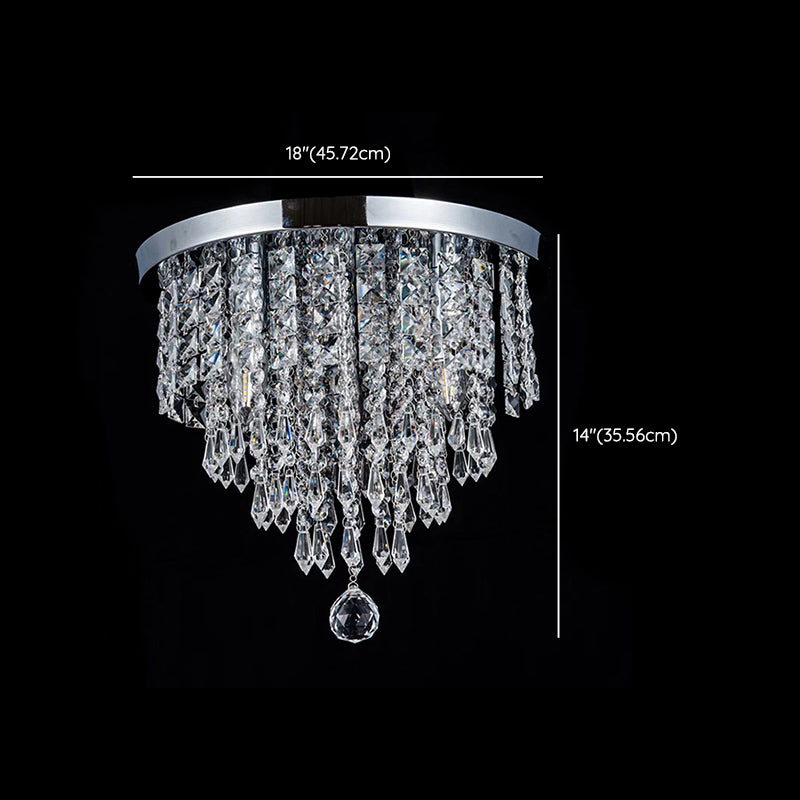 Modern Drum Shade Flush Mount Crystal Flush Mount Light in Clear