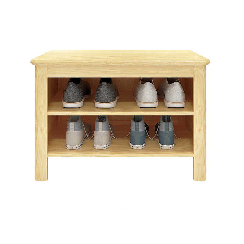 Modern Rubber Wood Bench Rectangle 14"Wide Bench with Shoe Storage