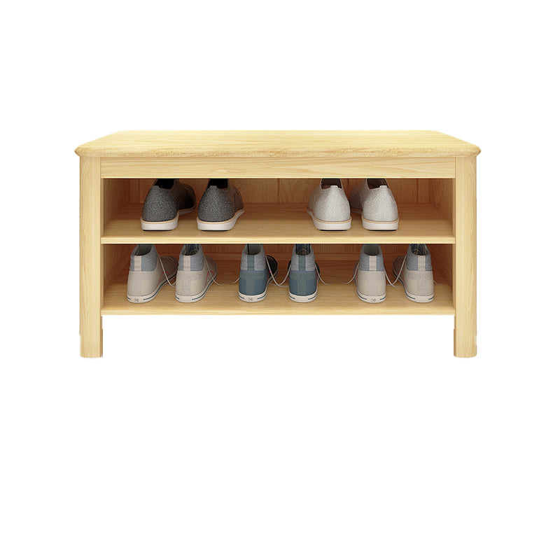 Modern Rubber Wood Bench Rectangle 14"Wide Bench with Shoe Storage