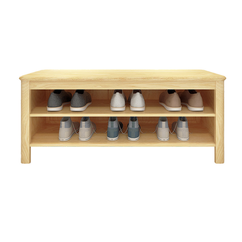 Modern Rubber Wood Bench Rectangle 14"Wide Bench with Shoe Storage