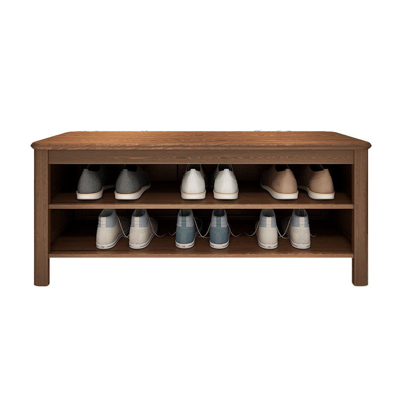 Modern Rubber Wood Bench Rectangle 14"Wide Bench with Shoe Storage