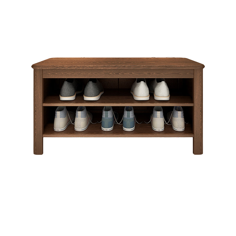 Modern Rubber Wood Bench Rectangle 14"Wide Bench with Shoe Storage