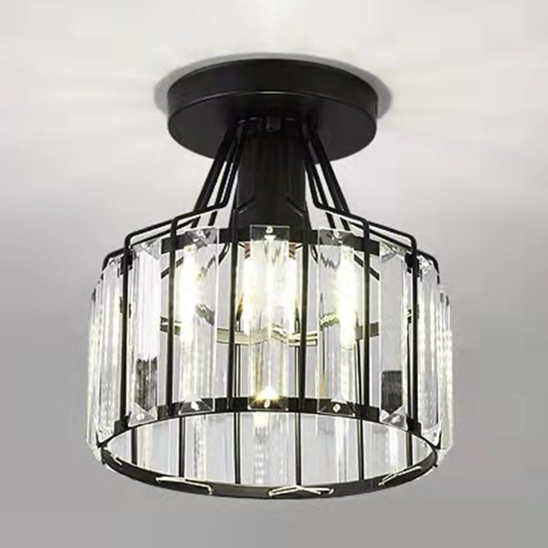 Crystal Cylinder Semi Mount Lighting Simplicity 1 Light Semi Flush Mount