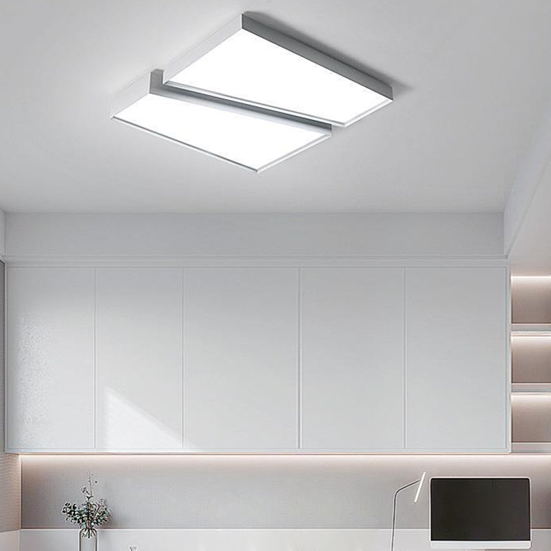 Geometric Interior LED Flush Mount in White Minimalist Iron Ceiling Flush